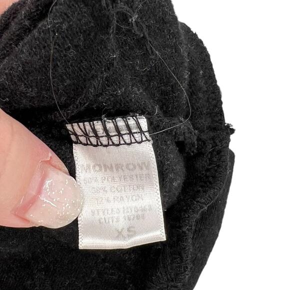 Monrow Black Lace-Up Neckline Hooded Flared Sleeve Sweatshirt Size XS - Picture 10 of 10